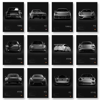 1-A 名車 TURBO 918 帆布牆藝術印刷海報 GT3 RS 992 GT3 裝飾壁畫現代家居裝飾生日禮物
