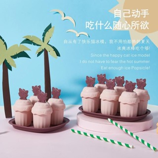 新品現貨冰箱創意卡通貓咪塑膠製冰格兒童雪糕模具冰棒冰淇淋冰棒模食品級20250601