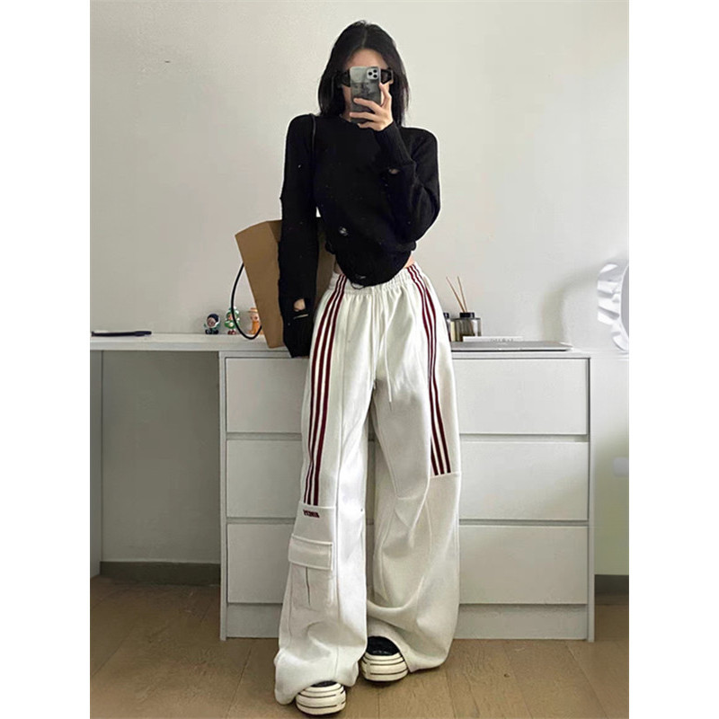 Vallina Outfit Bonnie Cargo 中性高級啞光抓絨厚條紋慢跑褲休閒日常