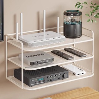 熱賣#路由器放置架wifi整理架墻上免打孔機頂盒收納盒壁掛式分層儲物盒lx
