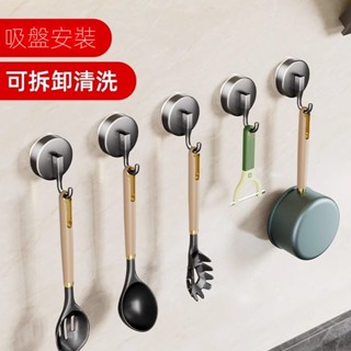 【現貨】廚房置物架吸盤掛鉤免打孔鍋鏟勺子收納掛架櫥櫃門後強力無痕粘鉤