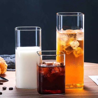 臺灣熱銷 家用高硼矽耐熱玻璃杯花茶杯啤酒威士忌高顏值果汁杯 方形玻璃杯