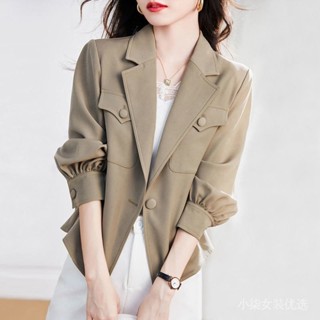 休閒長袖外套女2025春裝新款韓版西裝上衣百搭夾克寬鬆短款風衣 QCLE