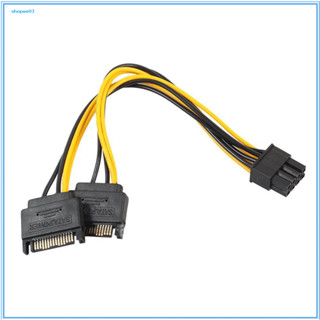 [Ky] 雙 15Pin SATA 公頭轉 PCI-E 8Pin(6+2) 電源適配器電纜顯示卡 18AWG