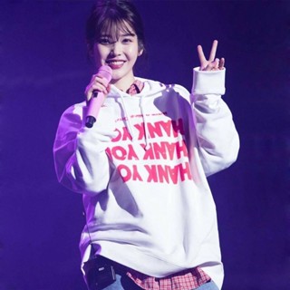Iu李智恩原宿風大學T女刷毛韓版潮學生寬鬆bf長袖連帽外套Ready stock✨0513✨