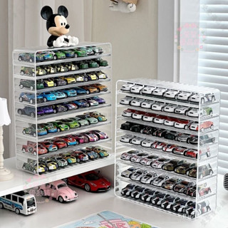 汽車模型展示盒兒童玩具車閤金小汽車1:64多美卡風火輪收納盒透明 防塵防氧化設計 可疊加組合展示 抽屜式結構qct6r0