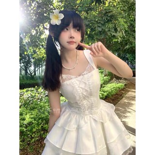 【小糖果女裝】現貨 夏季新款 韓系純欲 芭蕾宮廷風 蕾絲吊帶連衣裙 小個子初戀 甜美約會 公主蓬蓬裙小白裙子 禮服洋裝