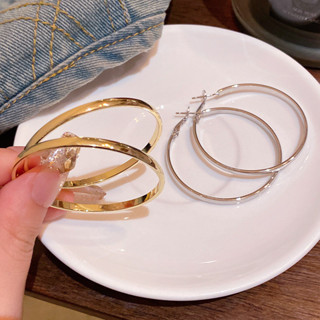 【HOT 本舖】 輕奢小眾金屬感素圈耳環女誇張大圓圈耳圈歐美跨境耳飾品批發