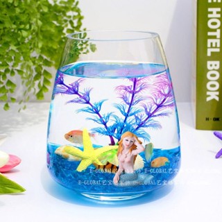 新品[送飾品]生態烏龜缸創意小型迷你透明圓形玻璃金魚缸客廳餐桌茶幾辦公桌麵