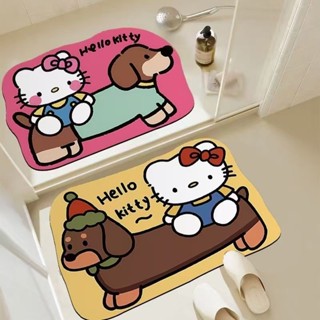kitty組閤裝浴室地墊耐磨吸水水晶絨入戶玄關地毯 快速出貨