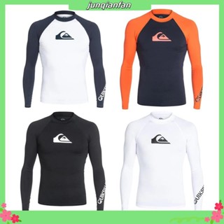 Quiksilver 新款男士游泳 T 恤緊身衝浪泳衣沙灘防紫外線泳裝長袖萊卡游泳衝浪潛水服防曬衣