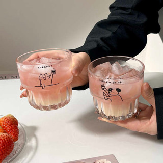 水壺 杯子 馬克杯 杯子收納 ins風原創可愛小狗玻璃杯喝水杯子牛奶咖啡早餐燕麥杯果汁飲料杯
