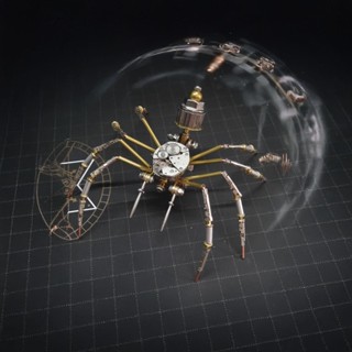 機械黨[動態關節]機械蜘蛛3D金屬拚裝模型 | 高難度立體DIY手工拚圖 | 可動仿生機器人 | 科幻創意桌麵擺件 |