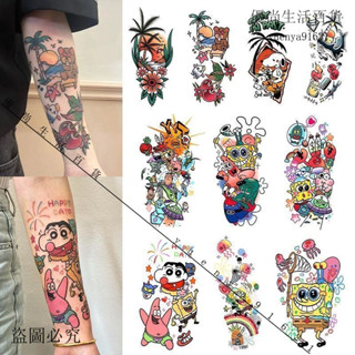 爆款優惠來襲#卡通花臂半臂紋身貼男女oldschool可愛動漫手臂紋身貼紙防水持久