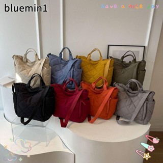 BLUEMIN手提包,絎縫襯墊羽絨布郵差單肩包,時尚太空棉高容量斜挎包冬季