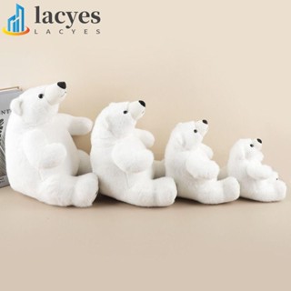LACYES北極熊毛絨娃娃,圍巾大腳坐著的北極熊絨毛玩具,卡通片圓肚子柔軟的動物毛絨公仔