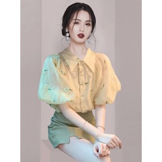 氣質女裝2024時尚法式高階襯衫宮廷風娃娃領碎花氣質女裝2024年時尚法式高階感襯衫宮廷風娃娃領碎花上衣5.28