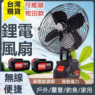 【現貨隔日達】8吋大功率鋰電無線強風風扇 自動搖頭風扇無刷牧田款 充電鋰電池家用風扇 戶外迷你可擕式大風力小型風扇