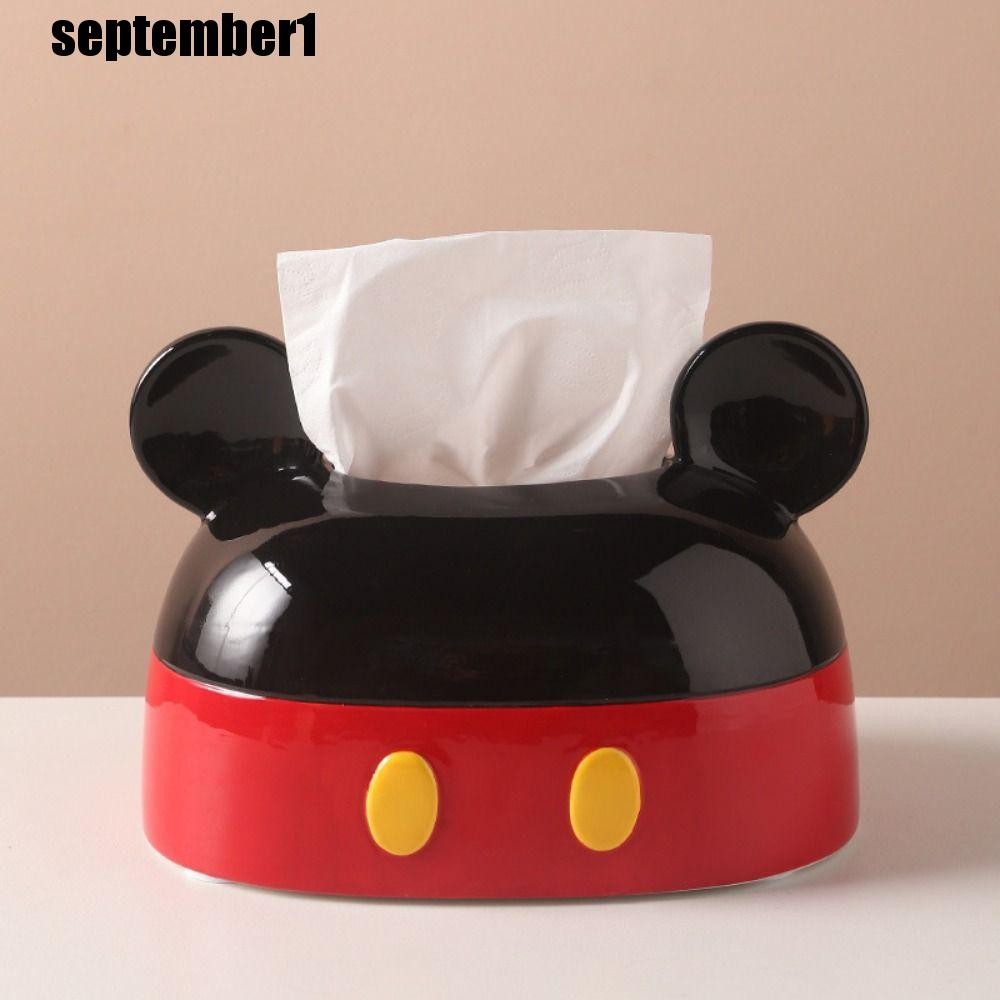 SEPTEMBER米老鼠收納盒,卡通大耳朵米老鼠紙巾盒,收藏品黑膠模型玩具米奇擺件擺件生日禮物