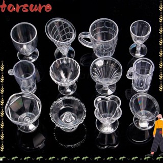 TARSURE 12pcs/lot 娃娃屋迷你杯,塑膠模型冰淇淋碗微型杯,亞克力廚房 DIY 玩具高腳杯套裝