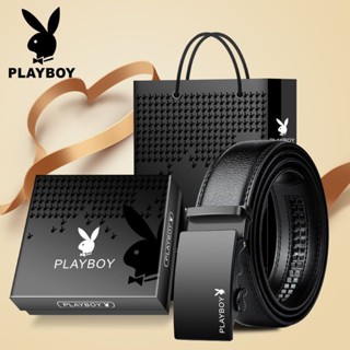 PLAYBOY 花公子男士自動扣腰帶高檔商務禮盒裝休閒皮帶送時尚花花公子男士真皮自動扣腰帶高階CLG