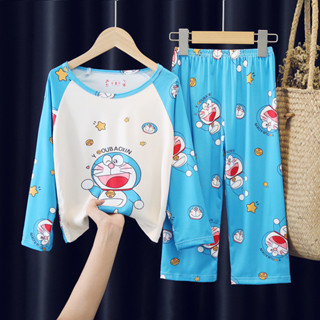 女童睡衣Girls' pajamas春秋季男童長袖兒童睡衣男孩中大童薄款女孩卡通小學生家居服套裝新款25.6.3