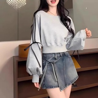 大尺碼蝴蝶結休閒復古長袖大學T女2025新款秋季胖MM遮肉顯瘦條紋上衣20250603