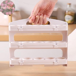Herlove 3 層可折疊雞蛋儲物盒收納盒用於冰箱門廚房雞蛋收納架食品儲存容器 TW
