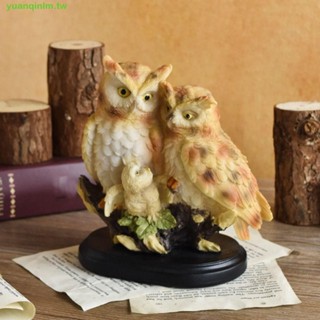 YUANQIN動物雕像,可愛的樹脂貓頭鷹飾品,微景觀有創造力的防水的模擬微型人物雕塑辦公室