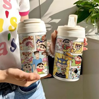 蠟筆小新 蠟筆小新保溫杯 咖啡杯 蠟筆小新保溫杯 網紅高顏值不銹鋼咖啡杯 辦公室雙飲隨行ins風水杯 動漫周邊 可愛小新