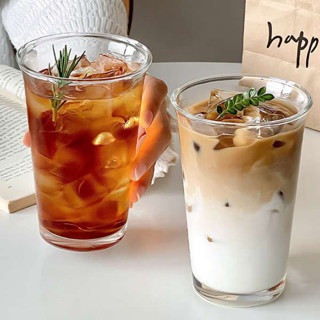 啤酒杯 咖啡隨行杯 韓國ins咖啡店同款透明玻璃杯咖啡冷飲杯簡約水杯氣泡水杯果汁杯