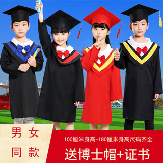 【現貨】兒童小博士服裝幼兒園博士服小學畢業照服裝學士服畢業拍照博士帽 ZSN