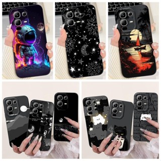 液態矽膠手機殼美學黑色夜景後蓋適用於 Infinix Note 50x Note 50s 外殼柔軟時尚保險槓