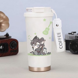 2025新款魔道祖師雙飲咖啡杯小眾高顏值學生運動不鏽鋼保溫杯吸管水杯20250610