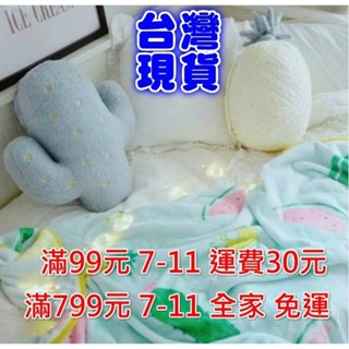 【MoMo媽咪】臺灣現貨 軟綿綿草莓仙人掌抱枕家居靠墊抱枕空調毯二合一 聖誕禮物 交換禮物