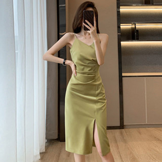 醋酸緞麵吊帶女夏設計感小眾法式叉叉時尚減齡中長裙小設計感醋酸緞吊帶背心連衣裙20250525