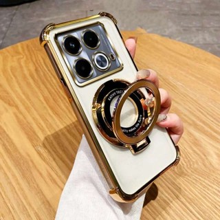 Infinix Note 40 Pro 50 Pro Plus 豪華防震磁性支架透明外殼帶支架蓋