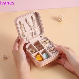 IVANES01天鵝絨首飾盒,包裝盒展示拉鍊珠寶收納盒,優質的便攜的方塊項鍊戒指耳環收納架旅行
