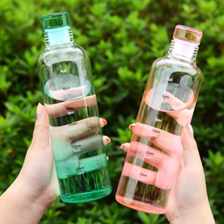 彩色時間刻度玻璃杯高顔值大容量水杯學生禮品杯子500ml