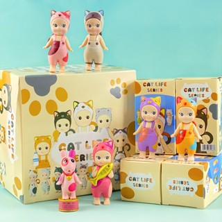 SONNY ANGEL 6件/套7.5cm日本動漫人物商品桑尼天使貓日常生活魚鼠q版pvc可動人偶模型桌面裝飾公仔玩具