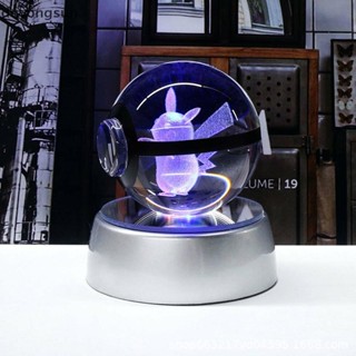 精靈寶可夢 (duyongsun) 口袋妖怪水晶球 3D 玩具 Snorlax Mewtwo 皮卡丘公仔神奇寶貝雕刻模型