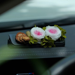 臨時停車號碼牌汽車內挪車電話牌永生玫瑰乾燥花中控車用裝飾品擺件Ready stock 0530