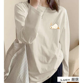 Lucy💕長袖上衣 長袖女 薄長袖 美式長袖 打底衫 寬鬆上衣 印花 T恤 重磅 T恤 顯瘦上衣 秋天穿搭 冬上衣