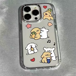 時尚可愛卡通快樂小狗 手機殼 透明 適用iPhone 16Pro 15Pro XS 14ProMax 13 12Pro