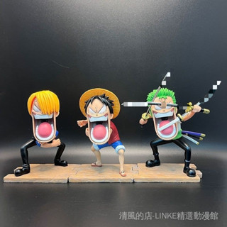 [現貨]航海王飢餓三人組手辦 路飛 索隆 山治 搞笑抽象手辦模型 生日禮物 海賊王手辦模型