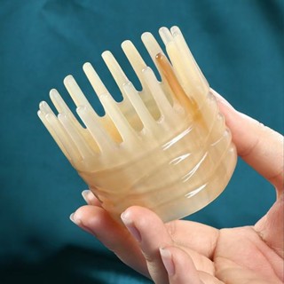 真牛角圓筒頭皮按摩梳子經絡然頭療皮刮痧洗頭專用頭部按摩器 nuanxi.my20250522