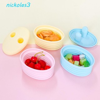NICKOLAS兒童可摺疊零食盒,防髒手防塵防塵糖果盒,創意防滑矽膠食品收納盒野餐