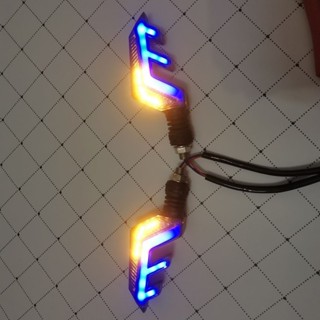 創意led流水轉向燈機車電動車改裝配件12v一對流光日行車燈