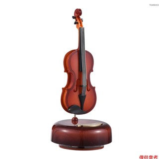 Winn 小提琴音樂盒古典上絃音樂盒旋轉音樂盒旋轉底座弦樂器微型複製品聖誕生日情人節禮物