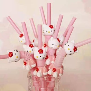 可愛HelloKitty飲料管可重複使用可伸縮彎曲奶茶塑膠玻璃杯吸管20250526